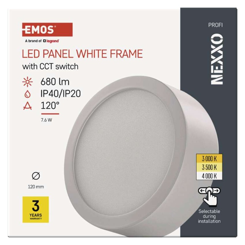 LED prisadené svietidlo NEXXO, kruhové, biele, 7,6W, CCT 8