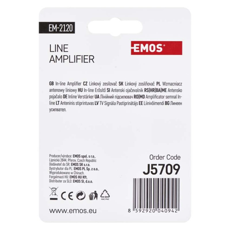 Zosiľovač signálu DVB-T/T2 20dB 2