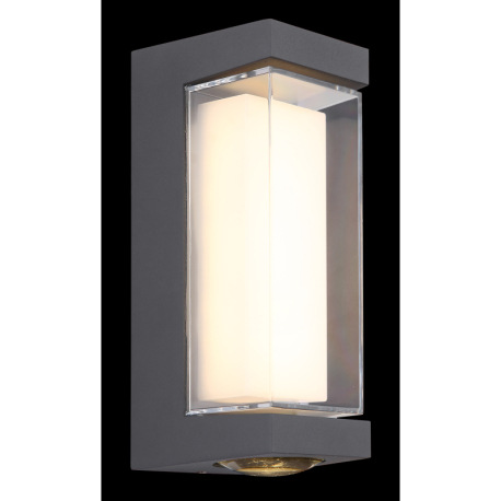 Vonkajšie svietidlo, hliník antracit matný, akryl transparentný, plast biely, IP54, ŠxV: 75x187mm, H 12