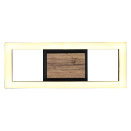 Stropné svietidlo, kov čierny matný, MDF so vzhľadom dreva, plast čierny matný, plast biely, DxŠxV: 4