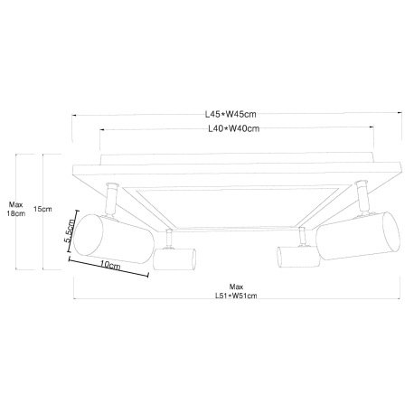 Stropné svietidlo kov čierny, MDF, imitácia tmavého dreva, plast biely, prepínanie funkcií nástenným 11