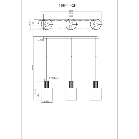 Závesné svietidlo, tmavosivý kov, dymové sklo, čierny textilný kábel, možnosť skrátenia výšky, sklo 10