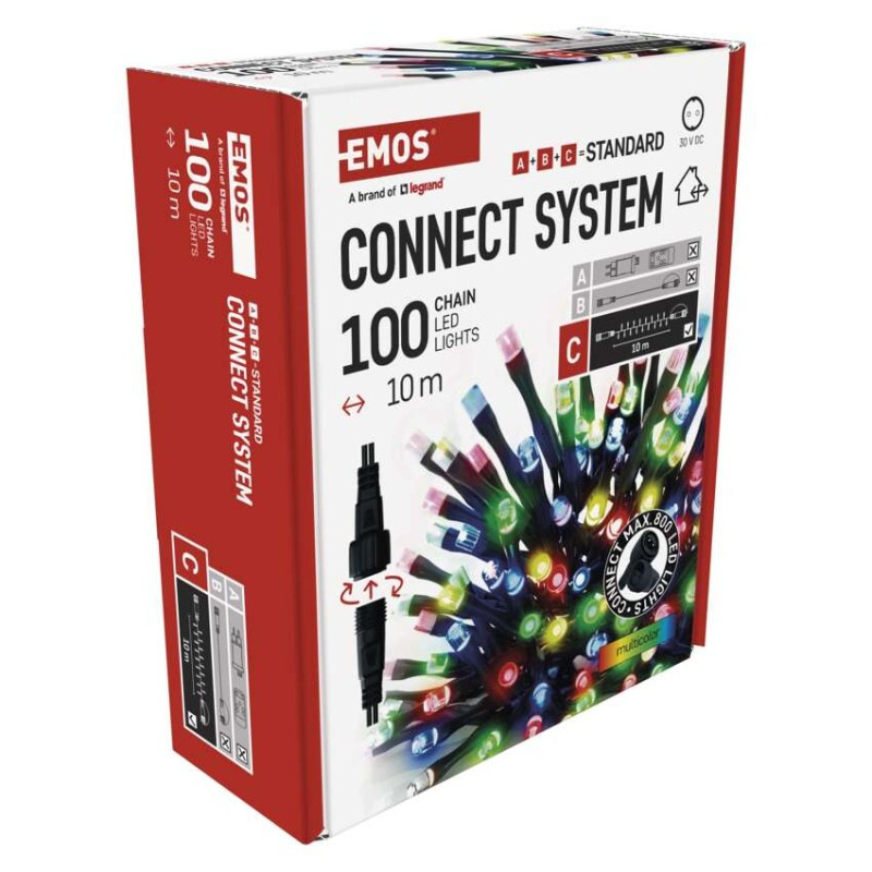 Standard LED spojovacia vianočná reťaz, 10 m, vonkajšia aj vnútorná, multicolor 12