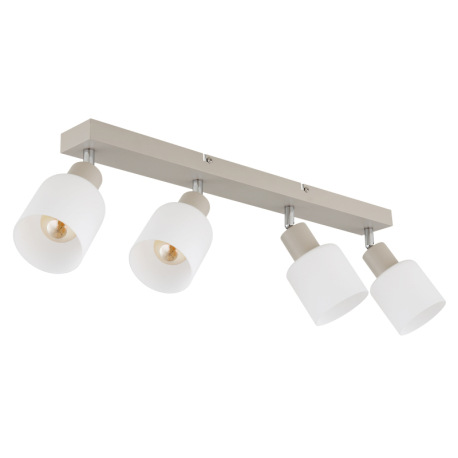 Stropné svietidlo, kov, piesková matná, kov chrómovaný, sklo biele, DxŠxV: 560x80x185mm, bez žiarovi 3