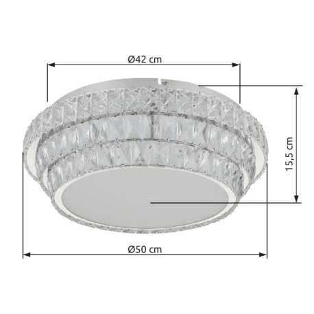 Stropné svietidlo, kov chróm, kryštály K5/akrylové číre, stmievateľné, niekoľko úrovní pomocou náste 13