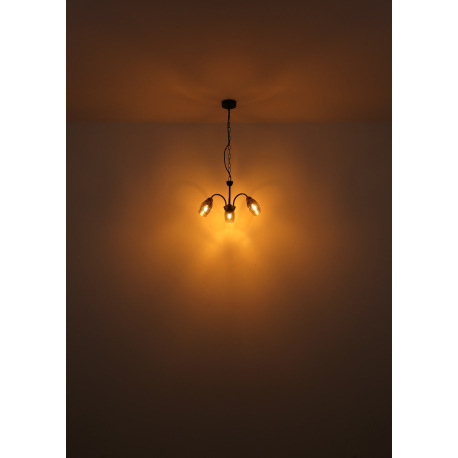 Závesné svietidlo kov čierny matný, sklo dymovej farby, kov imitácia dreva, kábel PVC čierny, ø: 470 5