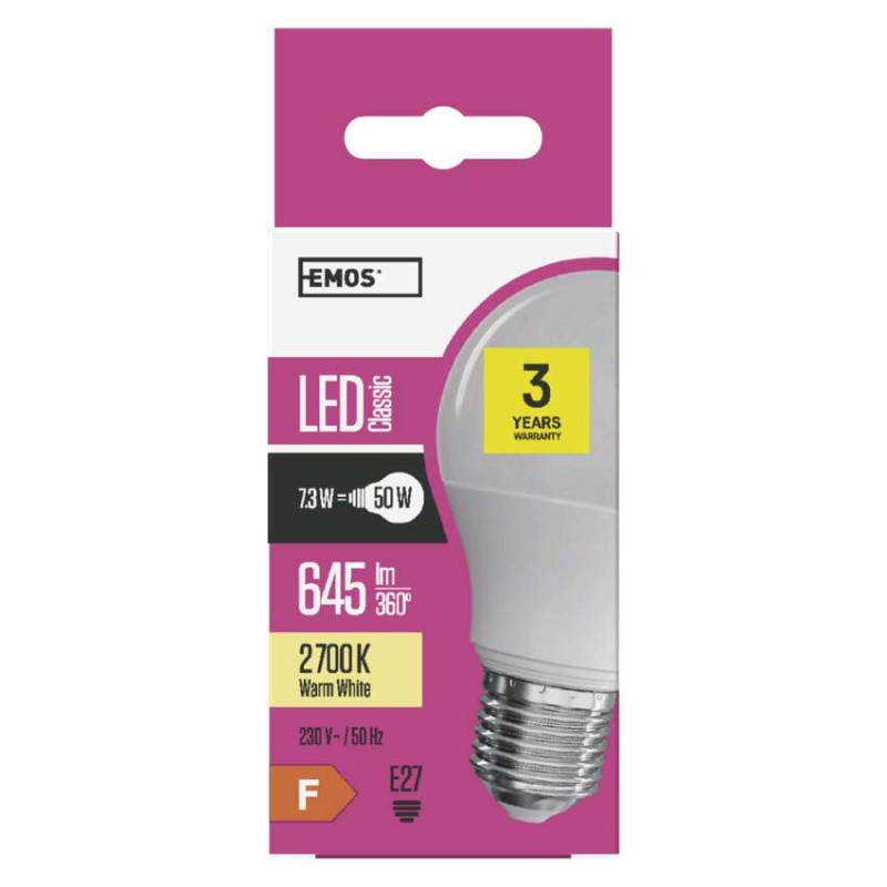 LED žiarovka Classic A60 / E27 / 7,3 W (50 W) / 645 lm / teplá biela 10