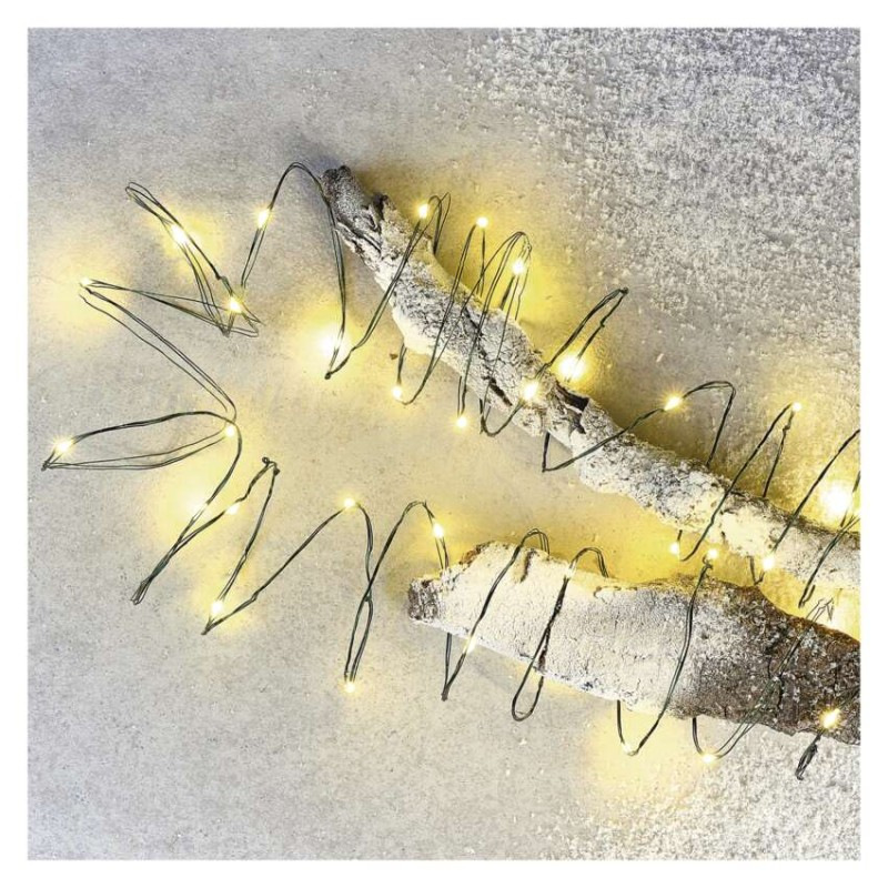 LED vianočná nano reťaz zelená, 7,5 m, vonkajšia aj vnútorná, teplá biela, časovač 3