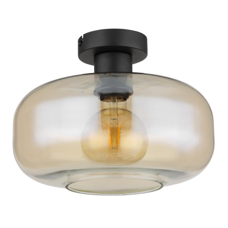 Stropné svietidlo kov čierny matný, sklo jantárové, ø: 280mm, V: 205mm, bez žiarovky 1x E27 40W 230V 9
