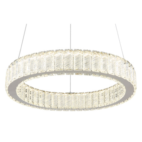 Závesné svietidlo, kov chróm, krištále K5 číre, chrómový krúžok, stmievateľné, viac úrovní pomocou n 13