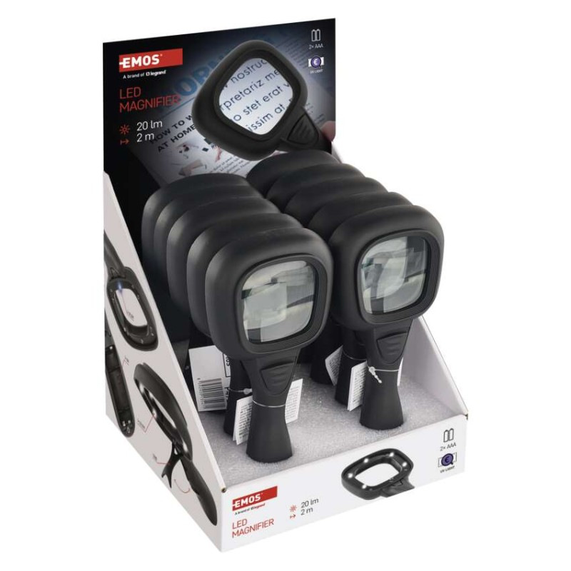 Ručná lupa s LED/UV osvetlením, 10 ks, krabica 1
