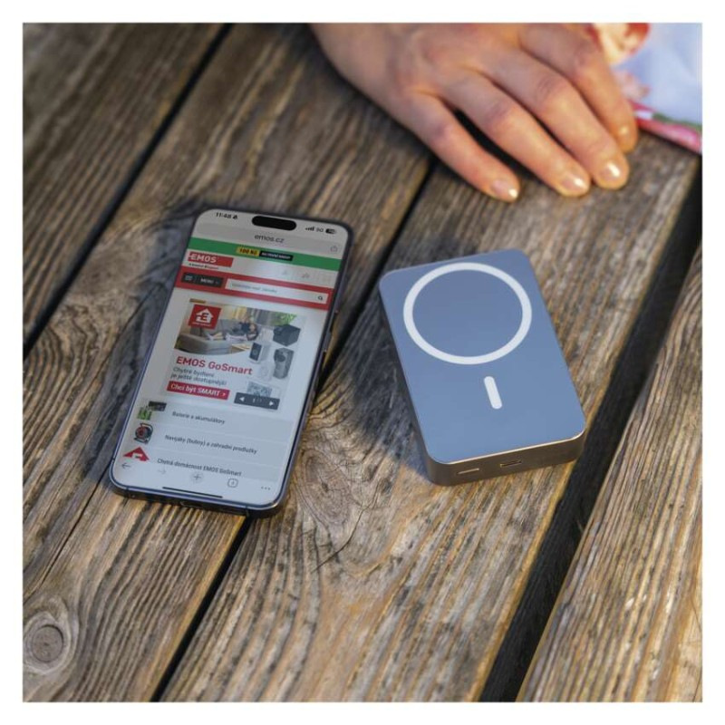 Power bank EMOS WI 1046, 10 000 mAh, 20 W+Wireless, šedá 6