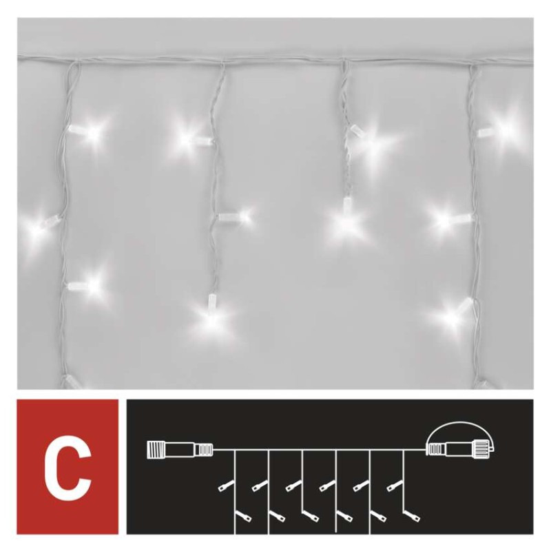 Profi LED spojovacia reťaz preblikujúca biela – cencúle, 3 m, vonk., studená biela 6