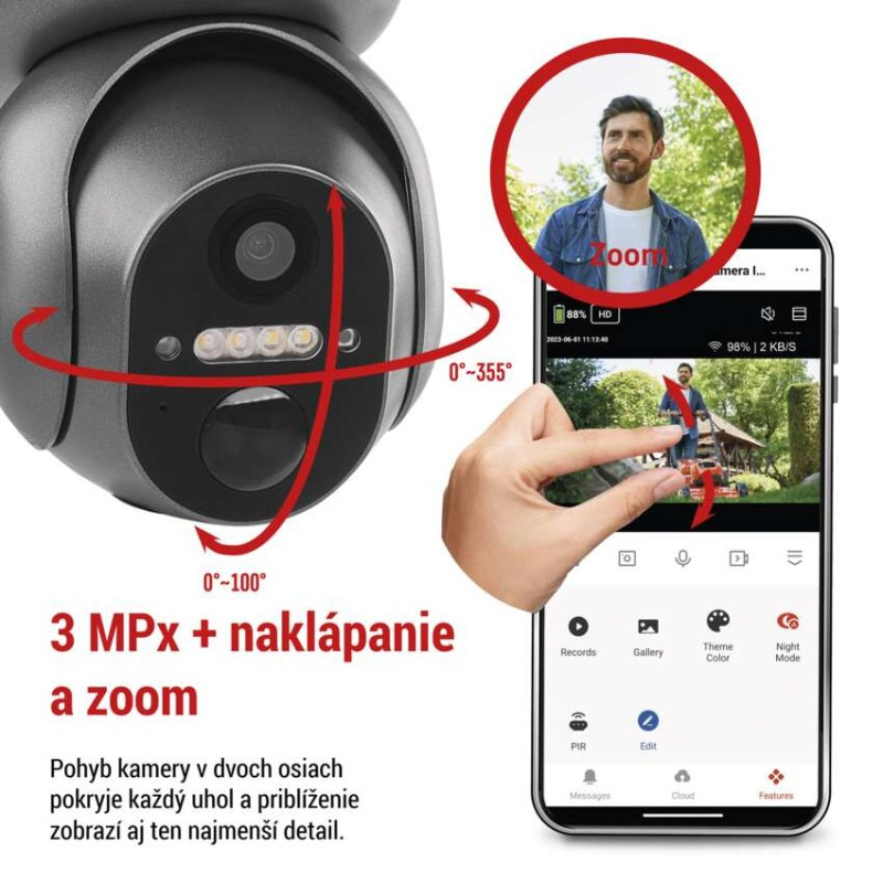 GoSmart Vonkajšia otočná kamera IP-6000 OWL s 4G/LTE, šedá 2