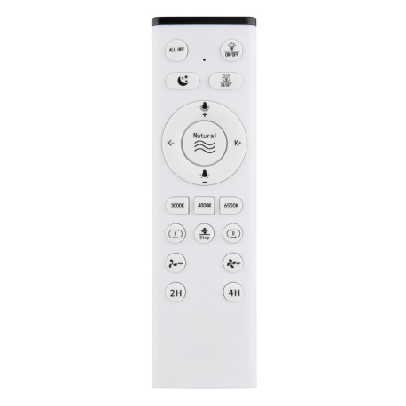 Stropný ventilátor, kov čierny, plast čierny/biely/priehľadný, stmievateľné, niekoľko úrovní pomocou 12