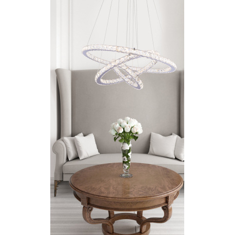 Závesné svietidlo, chróm, K5 priehľadné krištále, nastaviteľné, priemer 30cm, 50cm a 70cm, diaľkové 15