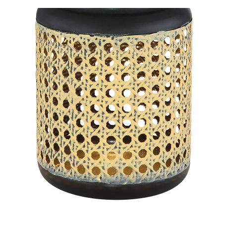 Solárne svietidlo, kov, bambus hnedý, kov čierny, lampáš v bambusovom vzhľade na zavesenie alebo stá 3