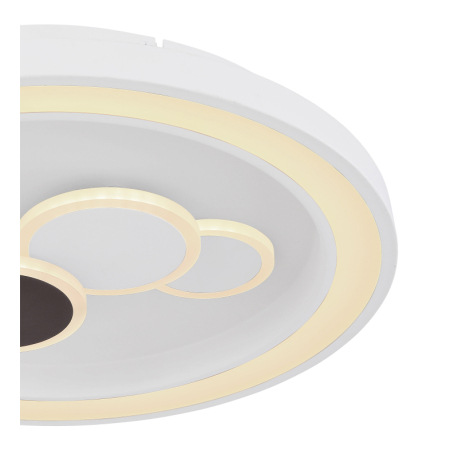 Stropné svietidlo, kov biely, akryl, opál, kompatibilné s Google Assistant a Alexa, časovač, pamäťov 13