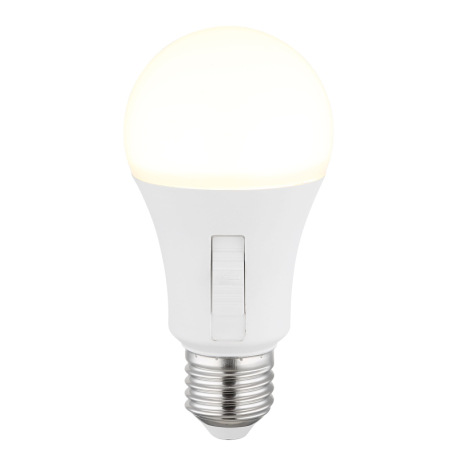 LED žiarovka, plast biely, hliník, posuvný spínač, krokový spínač, ø 60 mm, H: 120 mm, 1xE27 LED 9W 5