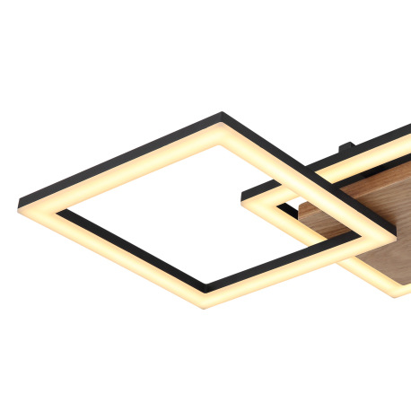Stropné svietidlo, kov čierny, drevo tmavohnedé, plast biely, DxŠxV:660x310x75mm, vrátane LED 30W 23 5