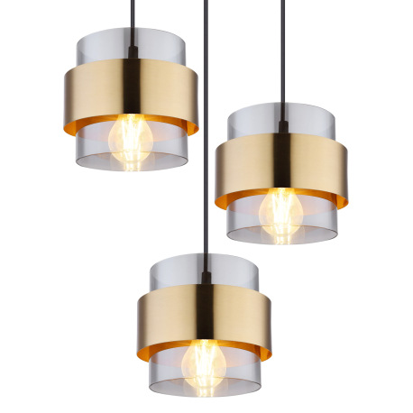 Závesné svietidlo, kov čierny matný, sklo, mosadz, DxŠxV: 1030x315x1200mm, bez žiaroviek 8x E27, max 7