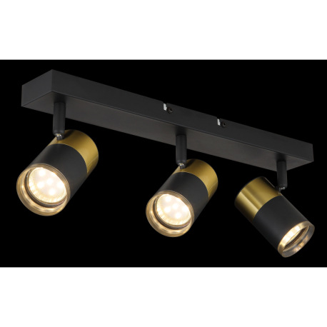 Stropné svietidlo, kov čierny, hliník medený a čierny, plast dymový, DxŠxV: 410x60x120mm, bez žiarov 2