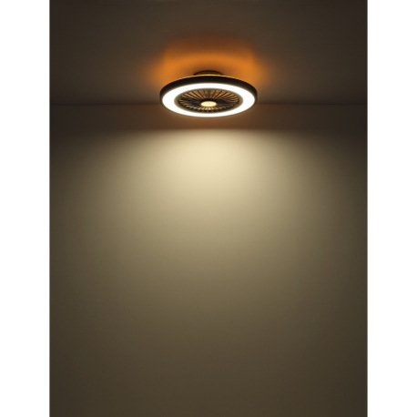 Stropný ventilátor, kov čierny, plast čierny/biely/priehľadný, stmievateľné, niekoľko úrovní pomocou 13