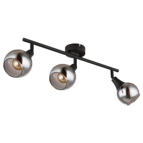 Stropné svietidlo, čierny kov, sklo dymovej farby, DxŠxV: 450x90x166mm, bez žiaroviek 3xE14, max. 40 2