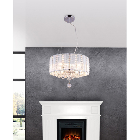 Závesné svietidlo, chróm, strieborné kovové tyče, K5 krištále priehľadné, Ø400, V:1300, bez žiarovie 2