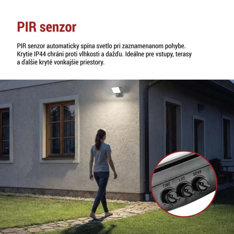 LED reflektor TAMBO EVO so senzorom pohybu, 50 W, 5000 lm, IP65, čierny 6