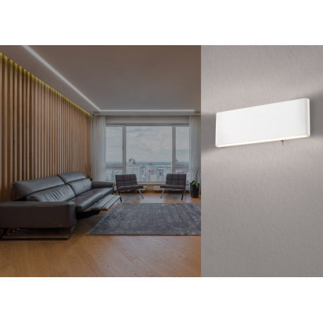 Nástenné svietidlo, hliník biely, akryl biely, svieti hore a dole, vypínač, ŠxV:225x80, H:45, vrátan 3