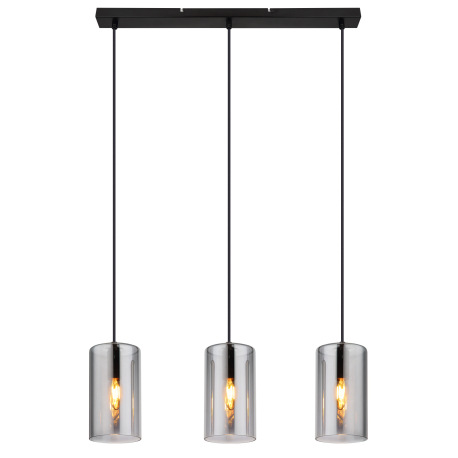 Závesné svietidlo, kov čierny matný, sklo dymové, možnosť nastavenia výšky, DxŠxV: 630x110x1200mm, b 8