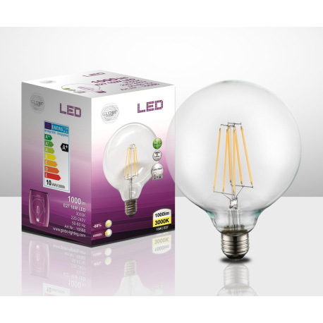 LED žiarovka, priehľadná, Ø125, V:175, 1xE27 LED 8.5W 230V, 1000lm, 3000K 1