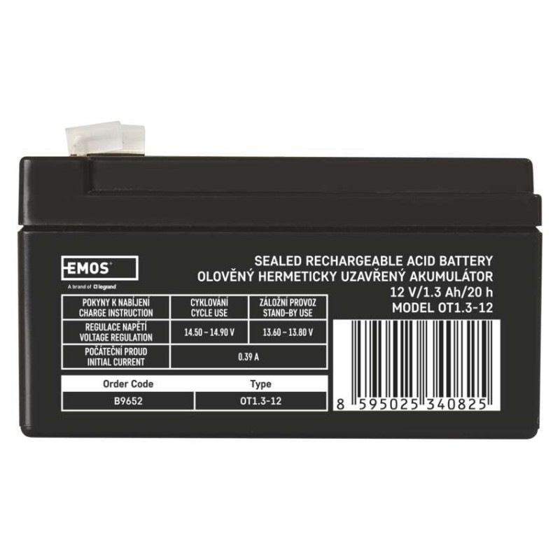 Bezúdržbový olovený akumulátor 12 V/1,3 Ah, faston 4,7 mm