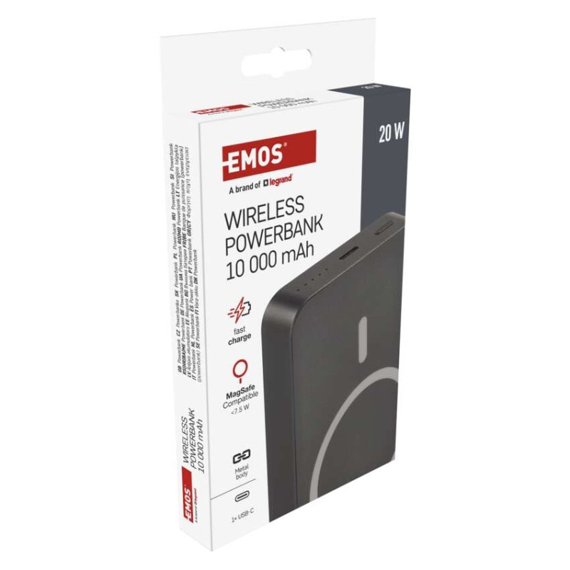 Power bank EMOS WI 1046, 10 000 mAh, 20 W+Wireless, šedá 14