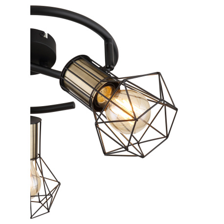 Stropné svietidlo, kov čierny, kovová mriežka čierna, ø: 285mm, V:190mm, bez žiaroviek 3x E27, max. 5
