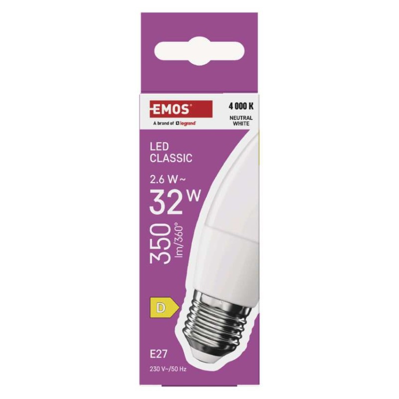 LED žiarovka Classic sviečka / E27 / 2,6 W (32 W) / 350 lm / neutrálna biela 9