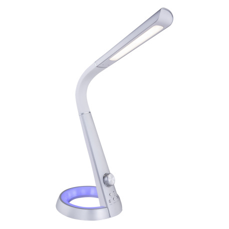Stolová lampa, plast strieborný a biely, flexo, USB nabíjanie, nočné svetlo RGB, stmievateľné, menič 17