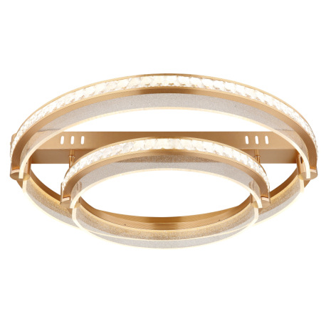 Stropné svietidlo, kov zlatej farby, hliník zlatej farby brúsený, krištále K5 číre, akryl číry, stmi 4