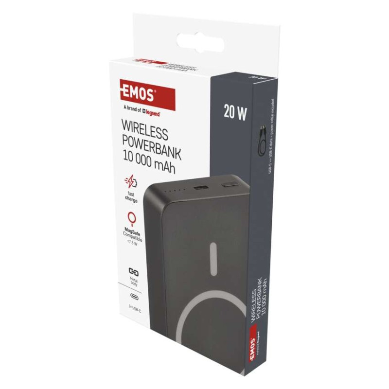 Power bank EMOS WI 1046, 10 000 mAh, 20 W+Wireless, šedá 3