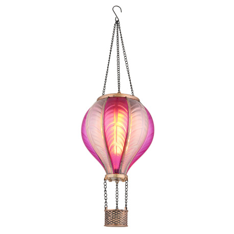 Solárne svietidlo, kov čierny, zlatá patina, plast ružový, satinovaný, vypínač, efekt ohňa, batéria