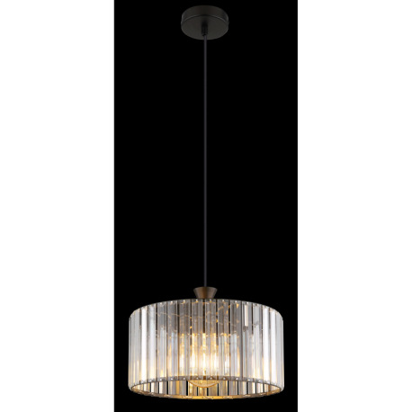 Závesné svietidlo, kov čierny, akrylové krištále číre, kábel PVC čierny, ø: 310mm, V: 1200mm, bez ži 2
