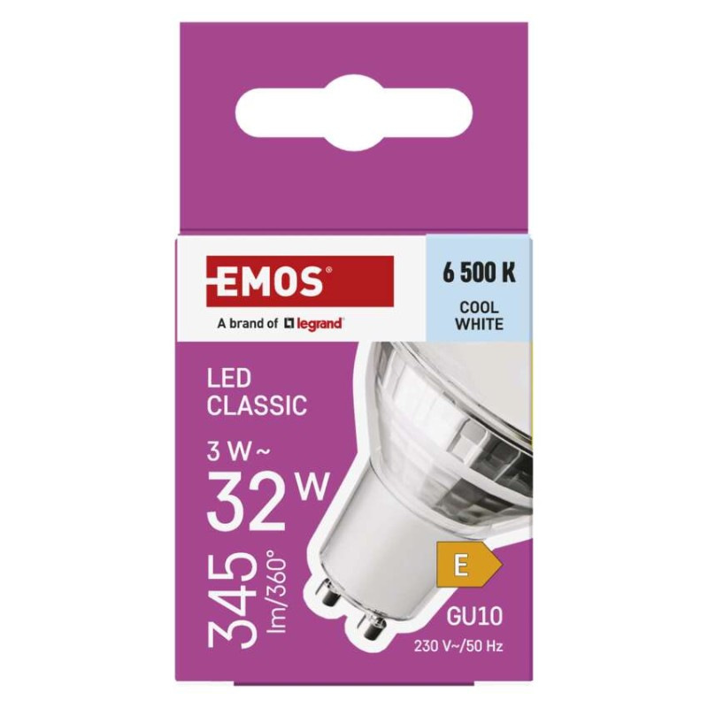 LED žiarovka Classic MR16 strieborná/ GU10 / 3 W (32 W) / 345 lm / Studená biela 9