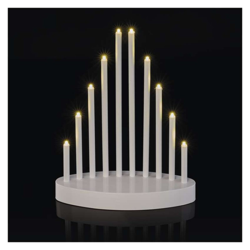 LED svietnik biely, 24,5 cm, 3x AA, vnútorný, teplá biela, časovač 8