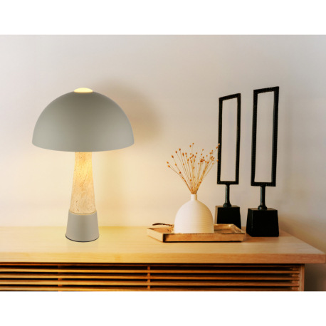 Stolová lampa, kov, matná sivá, imitácia travertínu, čierny PVC kábel, kolískový vypínač na kábli, ø 2