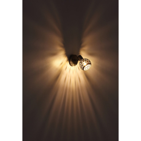 Nástenné svietidlo, kov sivý antik, tienidlo ručne maľované, tienidlo s dekoratívnym dierovaním, ŠxV 5