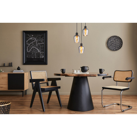 Závesné svietidlo, kov čierny, sklo dymovej farby, kábel PVC čierny, výškovo nastaviteľné, ø: 285mm, 6