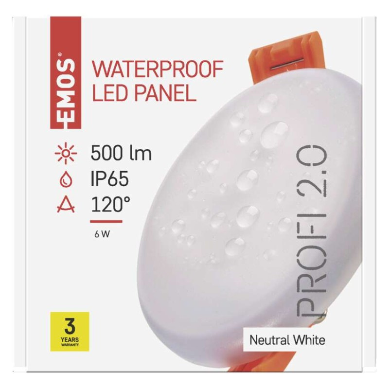 LED panel VIXXO 75mm, kruhový vstavaný biely, 6W neut. biela, IP65 6