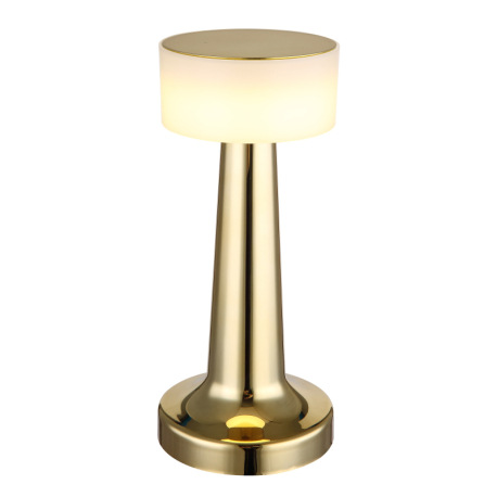 Nabíjateľná stolová lampa, plast, matná mosadzná farba, biela, dotykové zapnutie/vypnutie, plynulé d 4