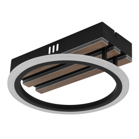Stropné svietidlo, kov čierny matný, MDF s tmavým dreveným efektom, plast biely, niekoľko úrovní pom 2